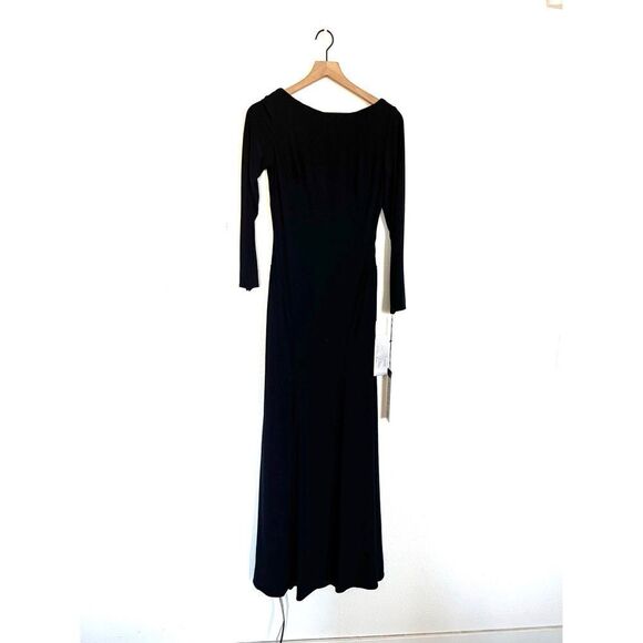 Ieena Mac Duggal - 25929 Long Sleeve Cowl Back Long Gown Navy - Picture 6 of 10